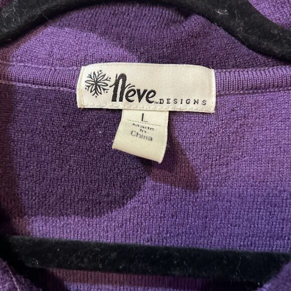 Neve Valerie Wool Jacket Large  Leaf Print Toggle Collared Preppy Purple - Picture 6 of 8